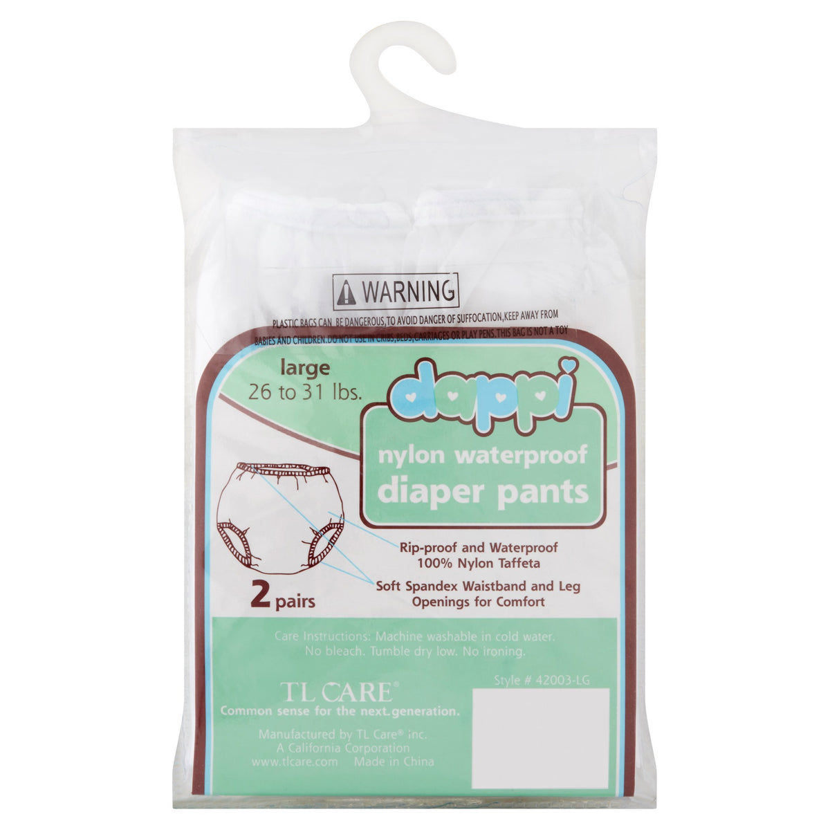 Dappi Waterproof 100Percent Nylon Diaper Pants, 2 Pack, (White) JMC Distribution LTD