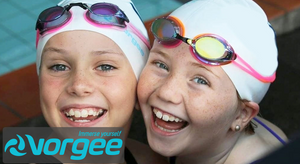 Children wearing Vorgee swim goggles