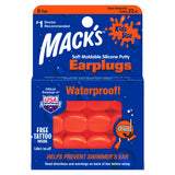 Mack's Pillow Soft Kids Size Moldable Silicone Swim Earplugs - High-Visibility Bright Orange (6-Pair Pack)